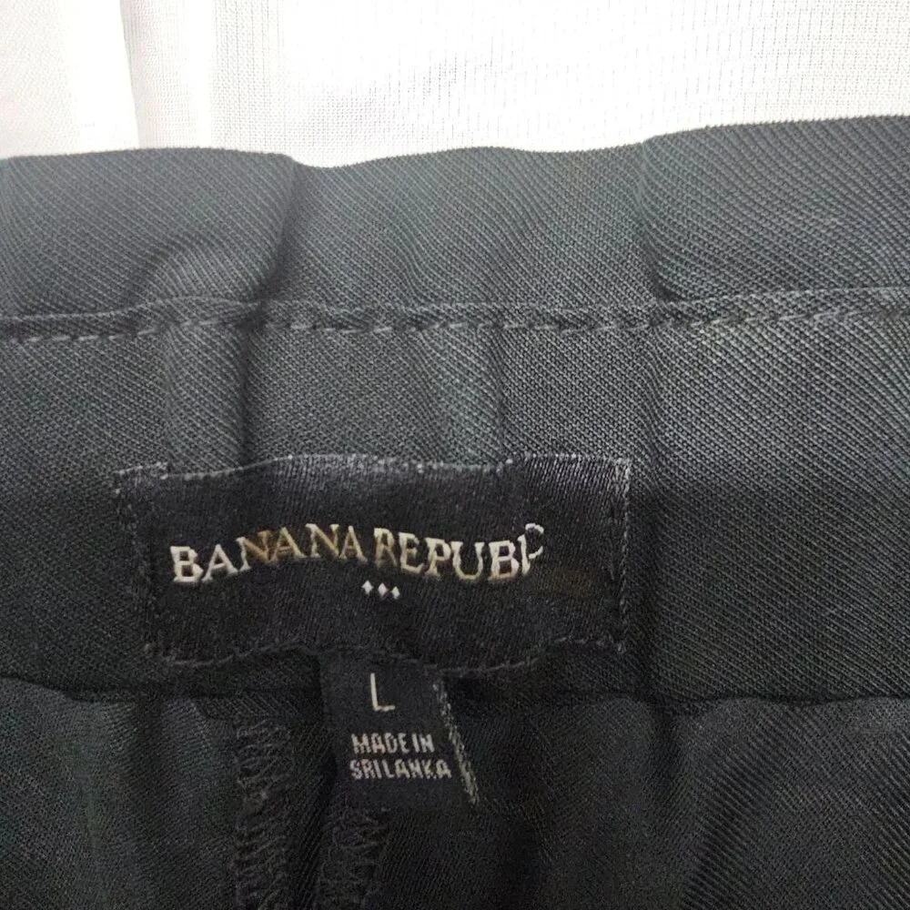 Banana Republic Black Pants Casual Cropped Straight Leg Office L - Picture 9 of 11
